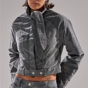 Women's Gray Velvet Denim top